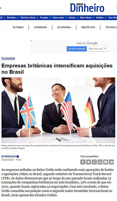 Empresas britnicas intensificam aquisies no Brasil